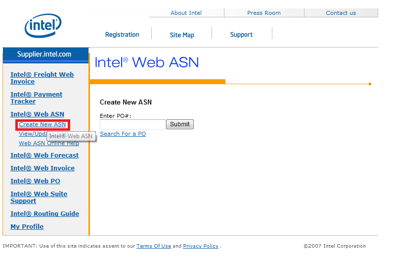 Create New ASN
